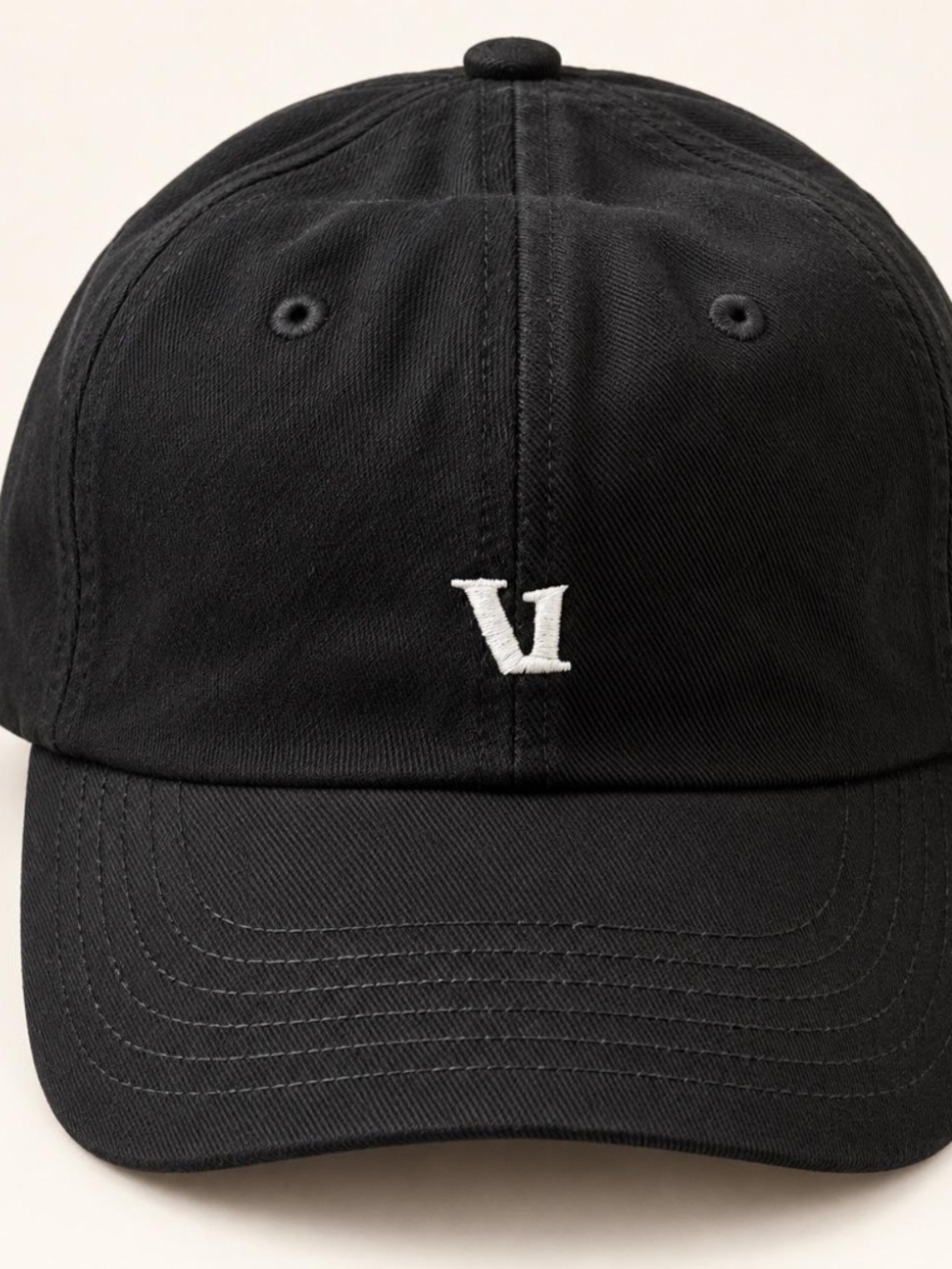 Vuori Dad Hat Black Cotton Baseball Cap, One Size-Unisex style